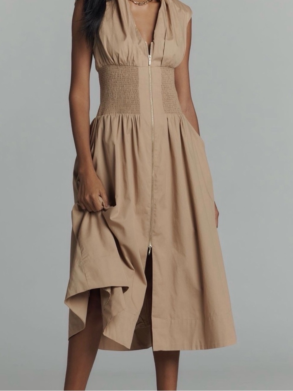 NWT Anthropologie The Tommie Zip Front Midi Dress
